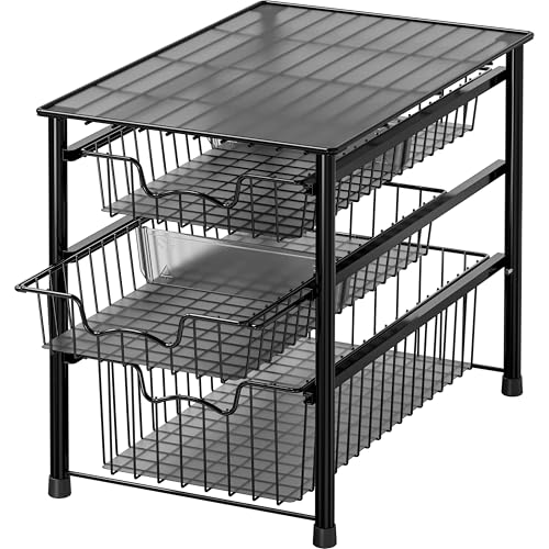 Stackable 3 Tier Sliding Basket Organizer Drawer