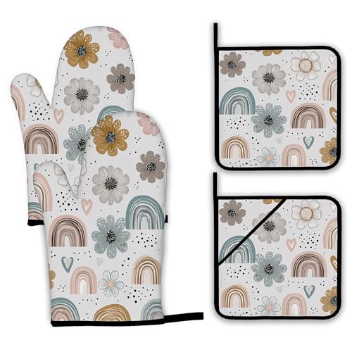 Cute Rainbows Oven Mitts and Pot Holders (4 Count)