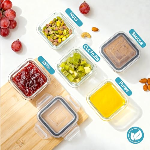 5Pack 5oz Small Glass Storage Containers Set With Lids (5 Count)