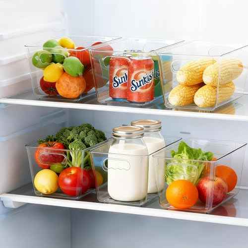 Clear Fridge Organizer Bins with Handles