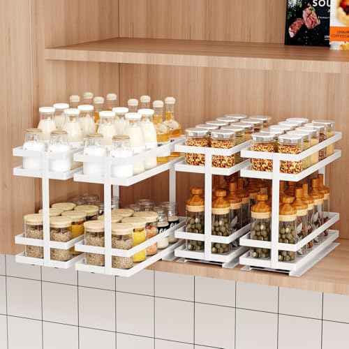 4 Pack Pull Out Spice Rack Organizer for Cabinet (4 Count)