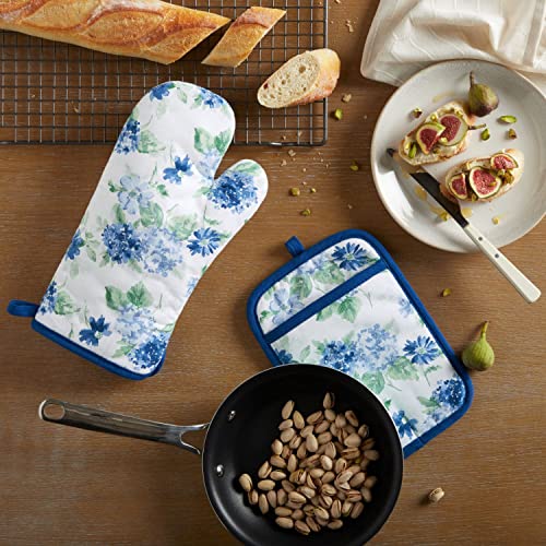 Amber Floral Oven Mitt & Pot Holder Set 2
