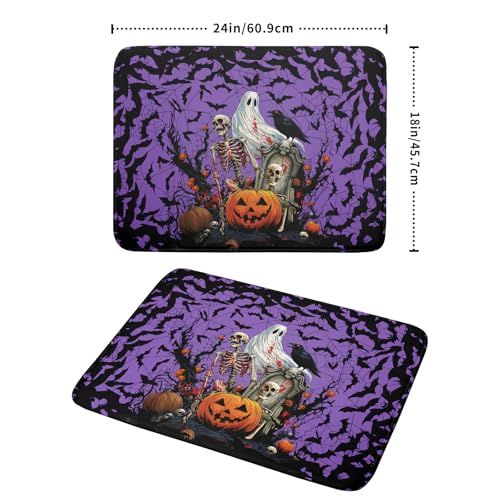 Halloween Pumpkin Dish Drying Mat 18x24 inch Spooky Ghost Bat Dish Rack Mats Microfiber Draining Pad Fast Dry Holiday Kitchen Accessories