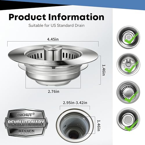 Upgraded 3 in 1 Kitchen Sink Drain Strainer