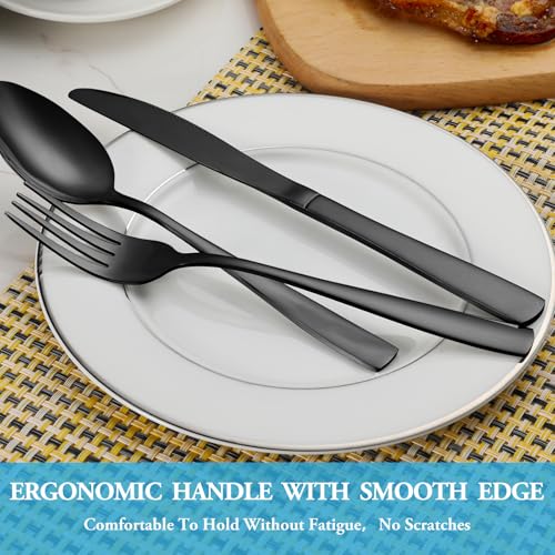 60 Pcs Black Silverware Set (60 Count)