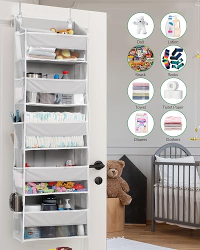 2 Pack 5 tier Over the Door Organizer Light Gray (2 Count)