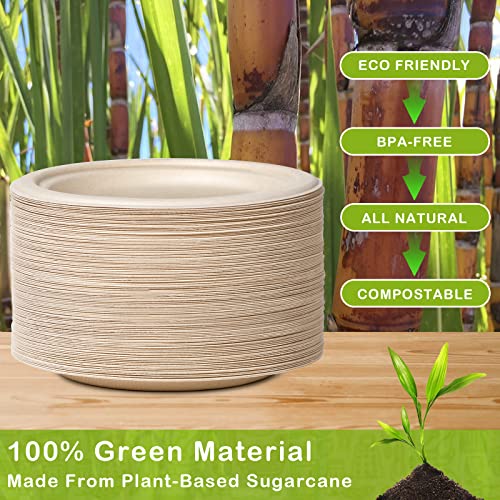 500 Pack Compostable Paper Plates 9 inch (500 Count)