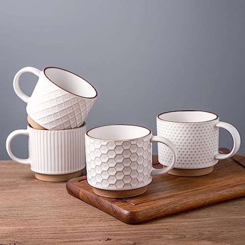 12 OZ Stackable Coffee Mugs Set of 4 (4 Count)