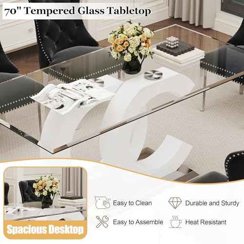 7 Piece Glass Dining Table Set for 6