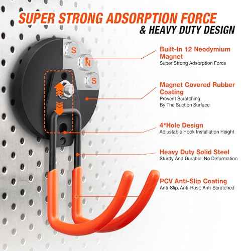 4Pcs Large Strong Magnetic Hooks for Hanging Heavy Duty (4 Count)