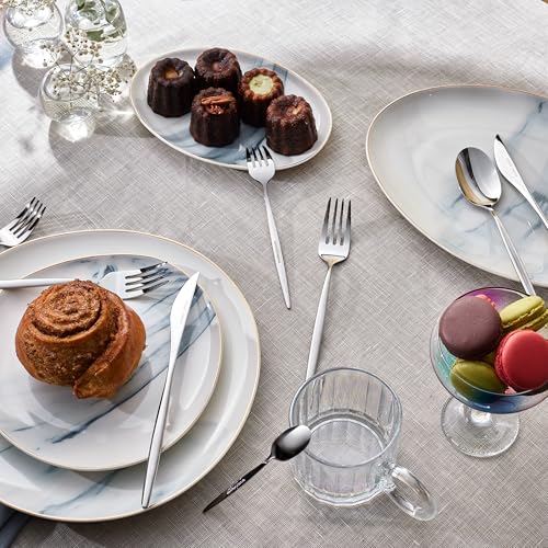 Lizbon - 18/10 Stainless Steel Silverware Set for 12, 60 Piece Heavy Duty Flatware Set, Dishwasher Safe Modern Cutlery incl. Kitchen Forks, Spoons, Knives Eating Utensils Sets - Platin