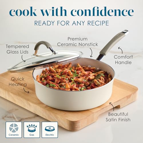 Cucina Ceramic Nonstick Saute Pan with Lid