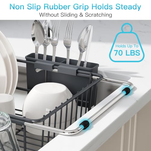 Gray Dish Drying Rack in Sink