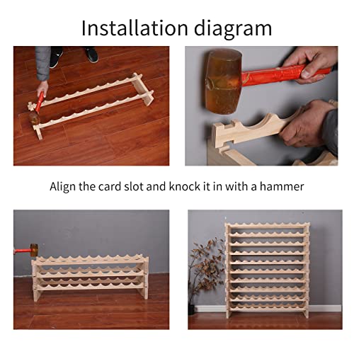 Wine Rack Solid Wood Stackable Storage Wooden Wine Rack Wine Cabinet (60 Count)