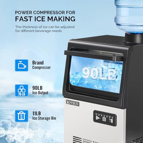 90LBS 24H Ice Maker Machine with 2 Water Inlets