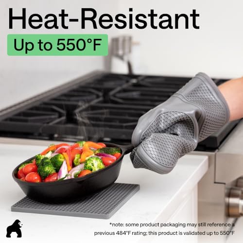 BPA Free Silicone Oven Mitts and Pot Holders Set (4 Count)