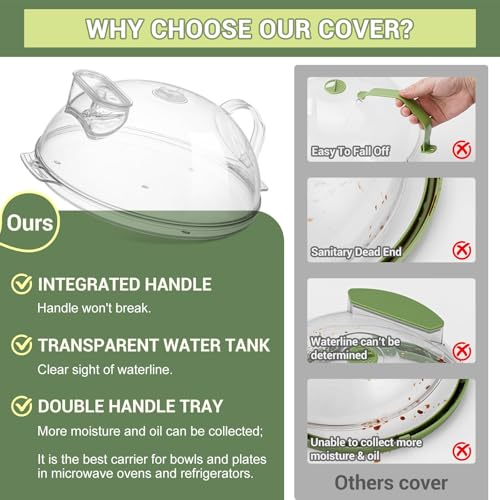 10" Clear Microwave Splatter Cover Water Steamer Integrated Handle