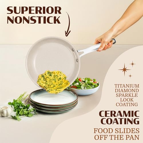 Ceraluxe 20Pc Pots and Pans Set Non Stick Ceramic Cookware Set