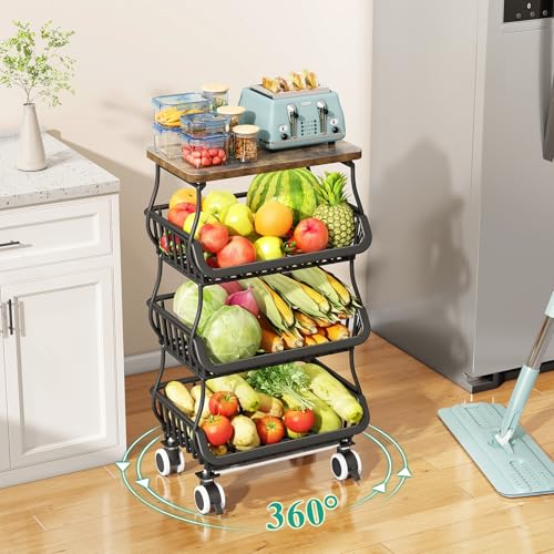 4 Tier Fruit and Vegetable Basket Stand for Kitchen