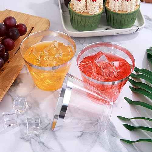100PCS Silver Plastic Cups (100 Count)