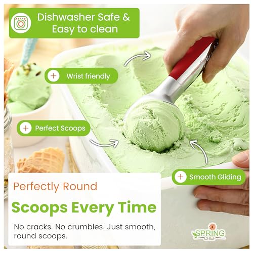 Heavy Duty Metal Ice Cream Scoop with Soft Grip Handle