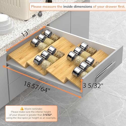 Bamboo Spice Drawer Organizer with Non (4 Count)
