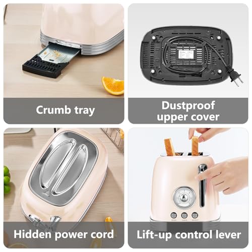 Cream Retro 2‑Slice Bread Toaster