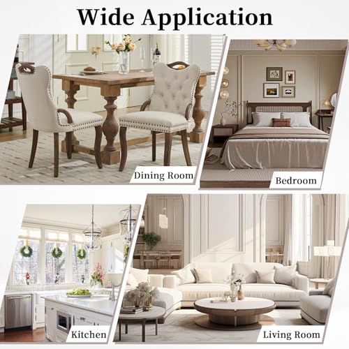 Beige Velvet Upholstered Dining Chairs Set of 4 (4 Count)
