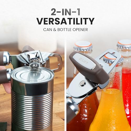 Heavy Duty Stainless Steel Can Opener Manual with Bottle Opener