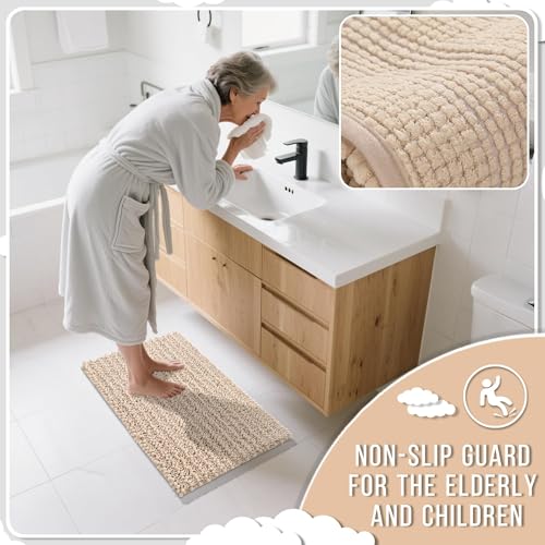 Long Bathroom Rugs Non Slip Washable 44x24 Inch