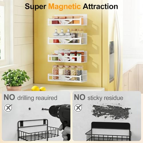 Magnetic Spice Rack for Refrigerator (4 Count)