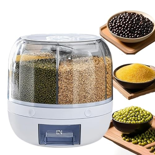 Rotating Grain Storage Bin 6 Grids Rice Container One