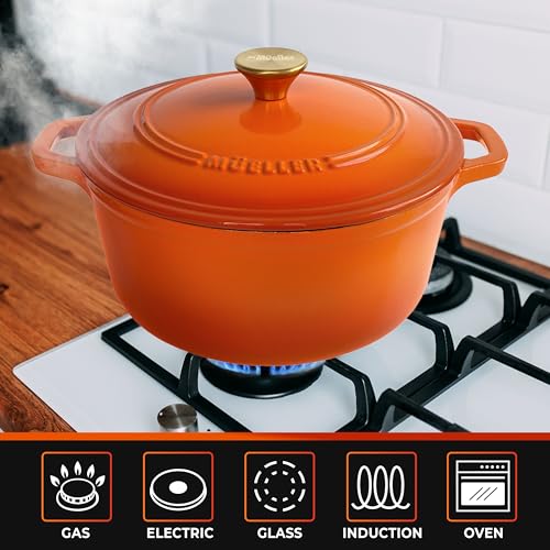 MUELLER HOME 6 Quart Enameled Cast Iron Dutch Oven for Bread Baking