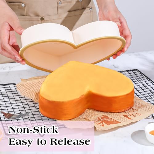 Metal Reinforced Frame Silicone Heart Shaped Cake Pans (2 Count)