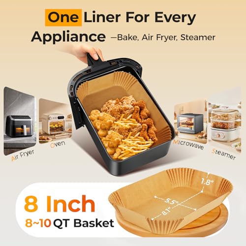 400Pcs 8x5.5 Inch Air Fryer Liners Disposable for Dual Basket Rectangular (400 Count)