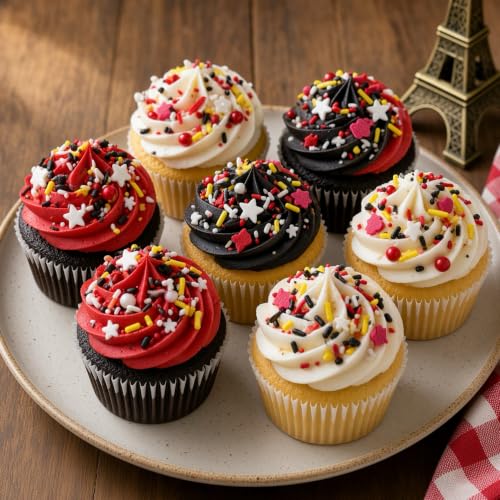 Yellow & Red & Black & White Sprinkles Mix Size Pearls Mouse Themed Cake Decorations Cupcake Toppers Perfect for Wedding Party Valentine Halloween Christmas Supplies 4.58OZ (4.58 Ounce)