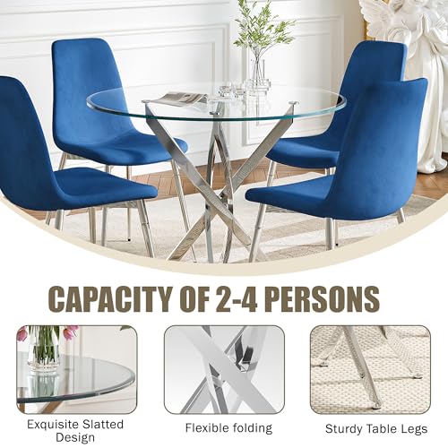 36" Round Glass Dining Table Set for 4 (5 Count)
