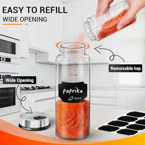 10oz Glass Spice Jar with Adjustable Pour Holes Scale Lines