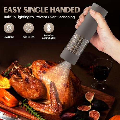 Electric Salt and Pepper Grinder Set Automatic Adjustable Coarseness Pepper Grinder Shakers Set Kitchen Products White Elephant Gift Anniversary Christmas Ideas Gifts for Men