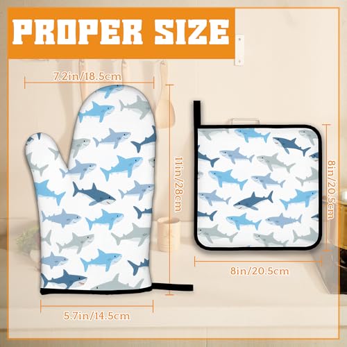 Cute Shark Oven Mitts and Pot Holders Set (4 Count)