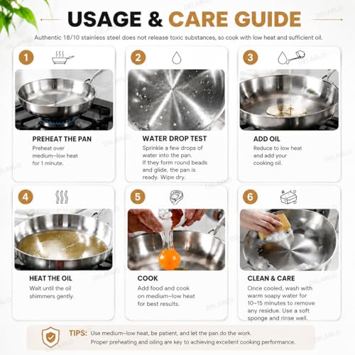Tri Ply Stainless Steel Frying Pan Set 8” (3 Count)
