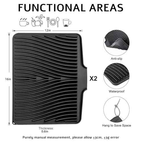 Silicone Dish Drying Mat for Kitchen Counter (2 Count)