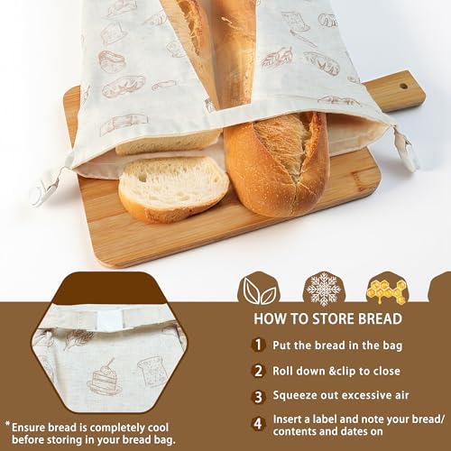 Reusable Beeswax Bread Bags for Homemade Sourdough with Clear Window (2 Count)