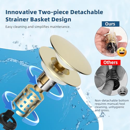 Upgraded 3 in 1 Bathroom Sink Drain Strainer