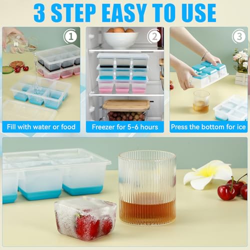 Silicone Ice Trays with Lids for Freezer (2 Count)