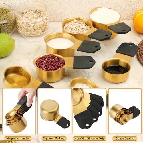 Gold Magnetic Measuring Cups & Spoons Set of 16