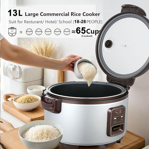 13.8 QT Large Commercial rice cooker 65 cups cooked 32 cups uncooked rice Commercial Electiric Rice Warmer for 18