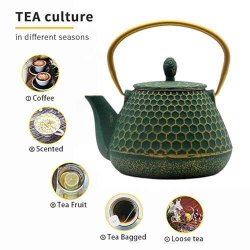 34oz Cast Iron Tea Kettle for Stovetop