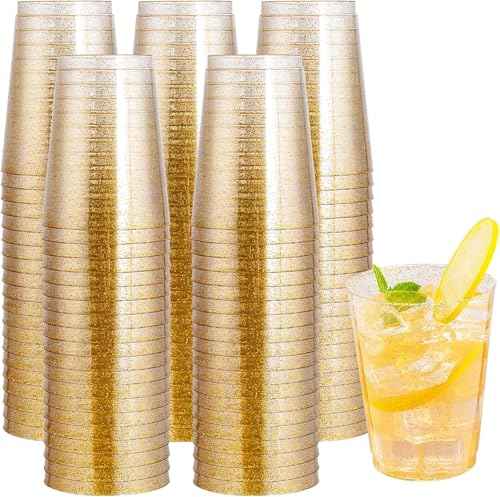 100 Pcs Gold Plastic Cups (100 Count)