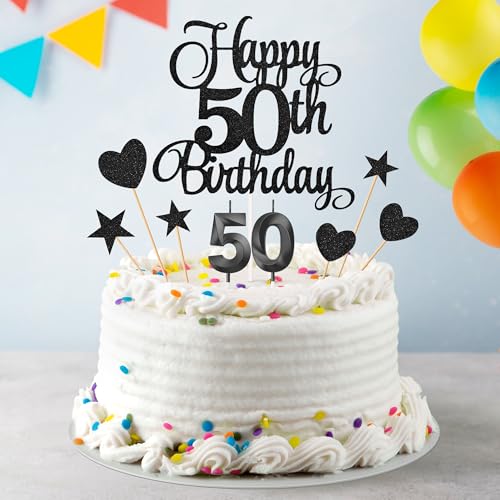 50th Birthday Cake Decorations (9 Count)